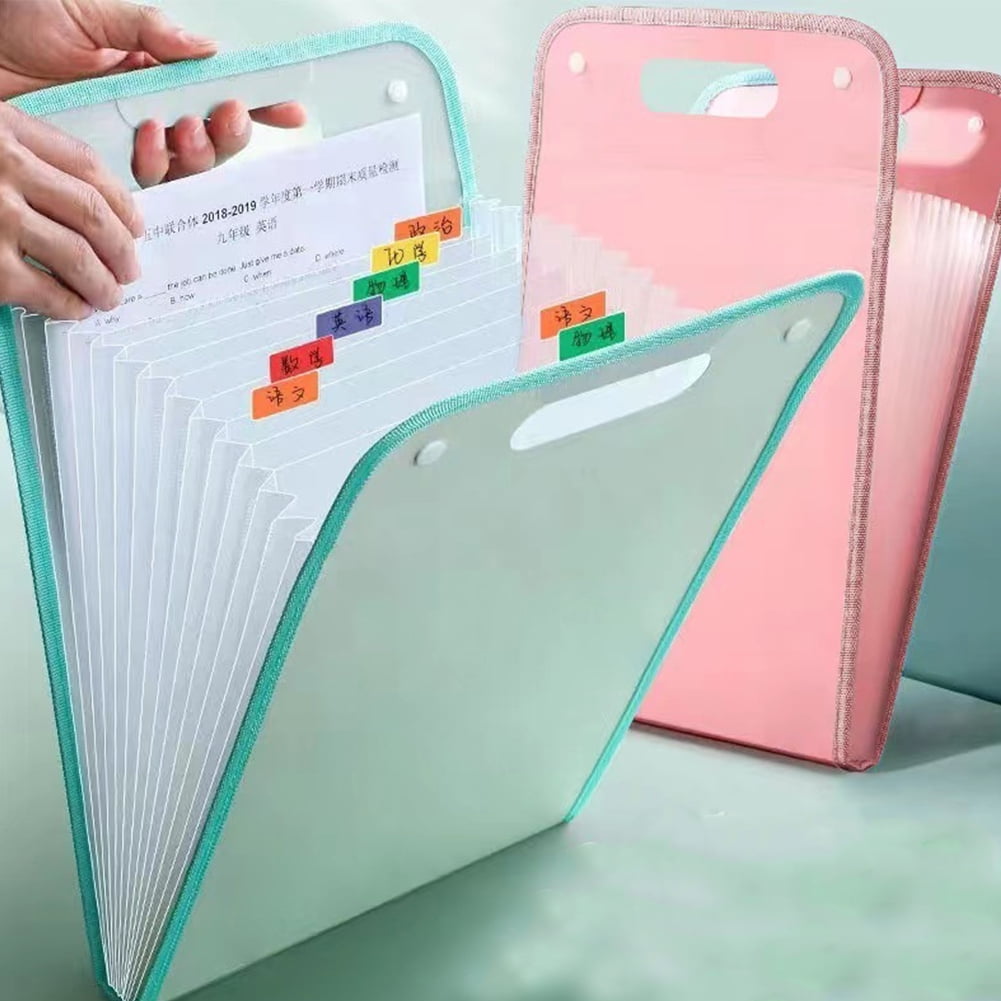 KYAIGUO 2 Piece Vertical Expanding Folder A4 Letter Size Paper Document Receipt Organizer File Folder for Classroom, Home, Office and Travel