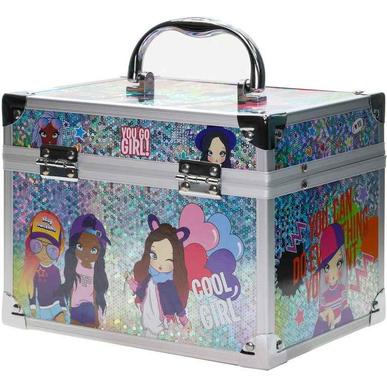 Townley Girl DIY Studio Train Case Makeup Beauty Glam Set for Girls Ages 6+
