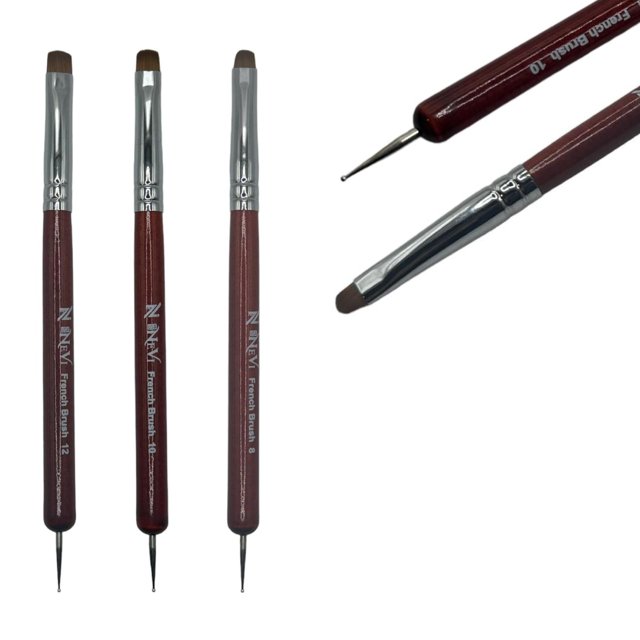 NEVI USA Juego de 2 brochas de marta: cepillo profesional acrílico para limpieza de manicura francesa y bolígrafo para puntear uñas | Herramientas esenciales para un arte de uñas de precisión y cutícu