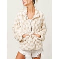 thumbnail image 3 of sicmoss Women's White Checkered Oversized Sherpa Jacket Fuzzy Warm Winter with Pockets, 3 of 6