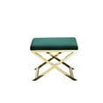 thumbnail image 2 of Sovi 24 Inch Accent Stool Ottoman Bench, Plush Green Velvet, Gold X Base, 2 of 5