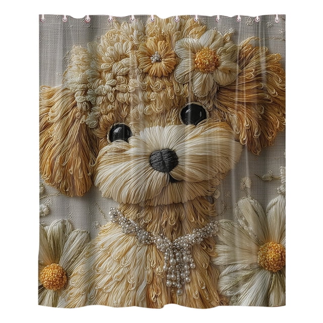 Fasiaou Waterproof Faux Embroidery Printed Shower Curtain with Mold-Proof Design for Bathroom Decor and Protection,O
