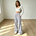 thumbnail image 5 of Rexolia Women's High Waist Brushed Fleece Sweatpants Wide Leg Open Bottom Warm Lounge Pants Light Gray 2XL, 5 of 7