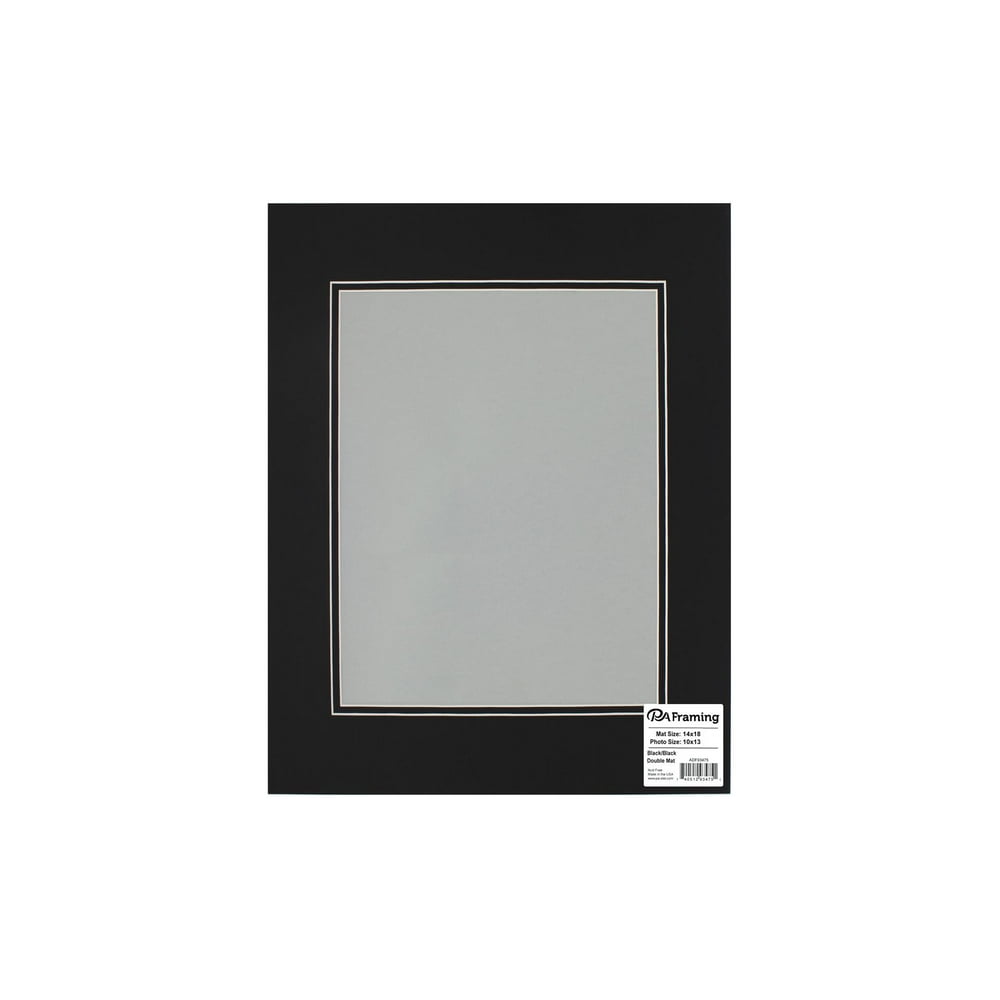 PA Framing Mat Double 14"x 18"/10"x 13" White Core Black/Black