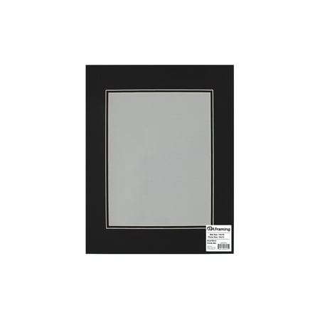 PA Framing Mat Double 14"x 18"/10"x 13" White Core Black/Black