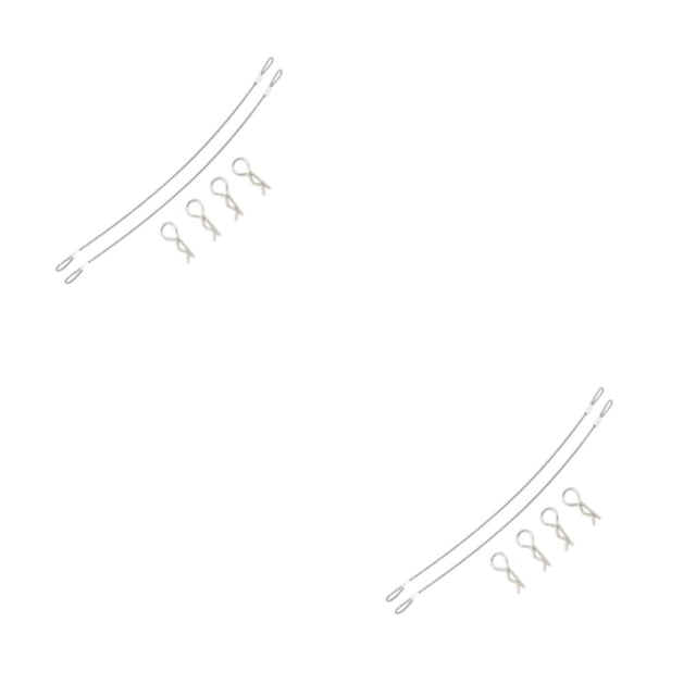 Vogacara Conveniente para el clip de metal R Pin Rod con cuerda anti-perdida para RC Body Shell Anti-lost Car Shell Cuerda plata 1:10 plata 1:10 2piezas
