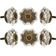 Set of six clear melon glass knobs (antique)