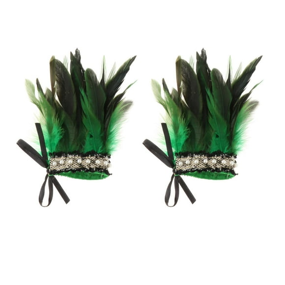 1 par de muñequeras de felpa, accesorios de disfraces de plumas artificiales, brazaletes calentadores de brazos para Halloween, Brasil, baile de verde BLESIY Puños de muñeca