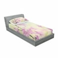 thumbnail image 3 of Ambesonne Floral Fitted Sheet & Pillow Sham Set, Larkspur Petals Summer, Queen, Pale Green Pale Pink, 3 of 3