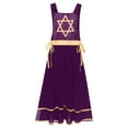 thumbnail image 5 of Sholeno Womens Choir Dancewear Liturgical Praise Dance Tunic Metallic Lace-up Sides Split Dress Dark Purple S, 5 of 7