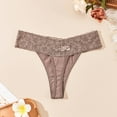 thumbnail image 4 of MuZeFu Cotton Lace Thongs for Women Women's Sexy Lace Striped Lace Hem Comfortable And Breathable Low Waisted Thong, 4 of 4