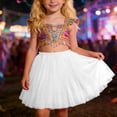 thumbnail image 2 of SUXIAN Girls Skirt Carnival Sequin Mesh Tutu Ballet Dance Party Outfit For Kids Toddler Girls Skirts White_001 7-8 Years, 2 of 7