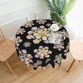 thumbnail image 2 of Black Background Colorful Floral Round Tablecloth 60in Waterproof Wrinkle-Resistant for Picnic, Party, Dining Table, 2 of 7