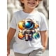 thumbnail image 1 of Camiseta con estampado de astronauta y estación espacial para niño - Manga corta informal, algodón, lavable a máquina - Perfecta para primavera, verano y otoño, 1 of 5