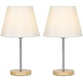 thumbnail image 6 of Haitral 4.7" 2-Lights Bedside Lamp Sets with Wooden Base Fabric Shade, Silver, 2-Pieces, 6 of 7