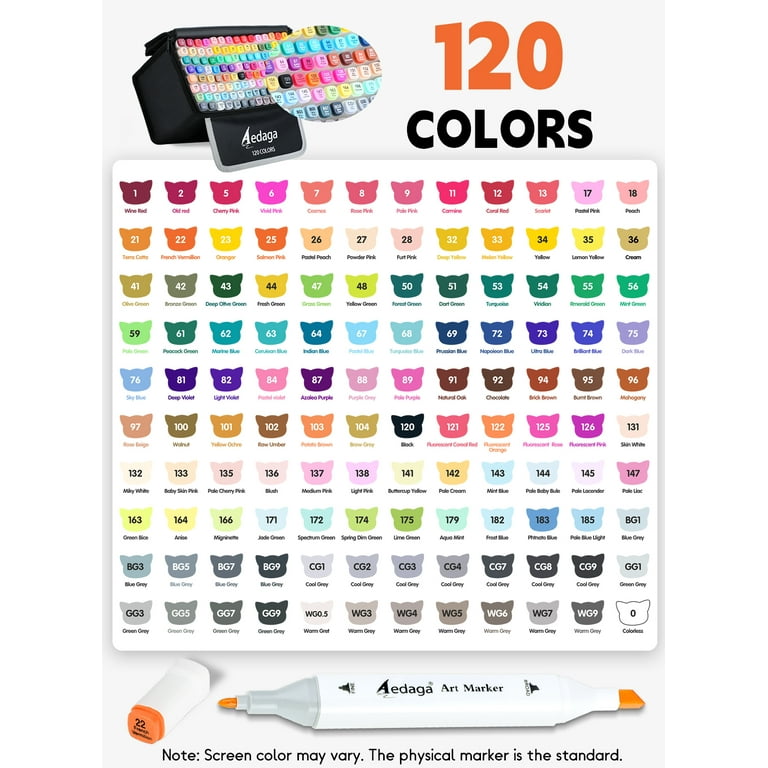 120 Colors Alcohol Markers with Free App, Dual Tip Art Markers