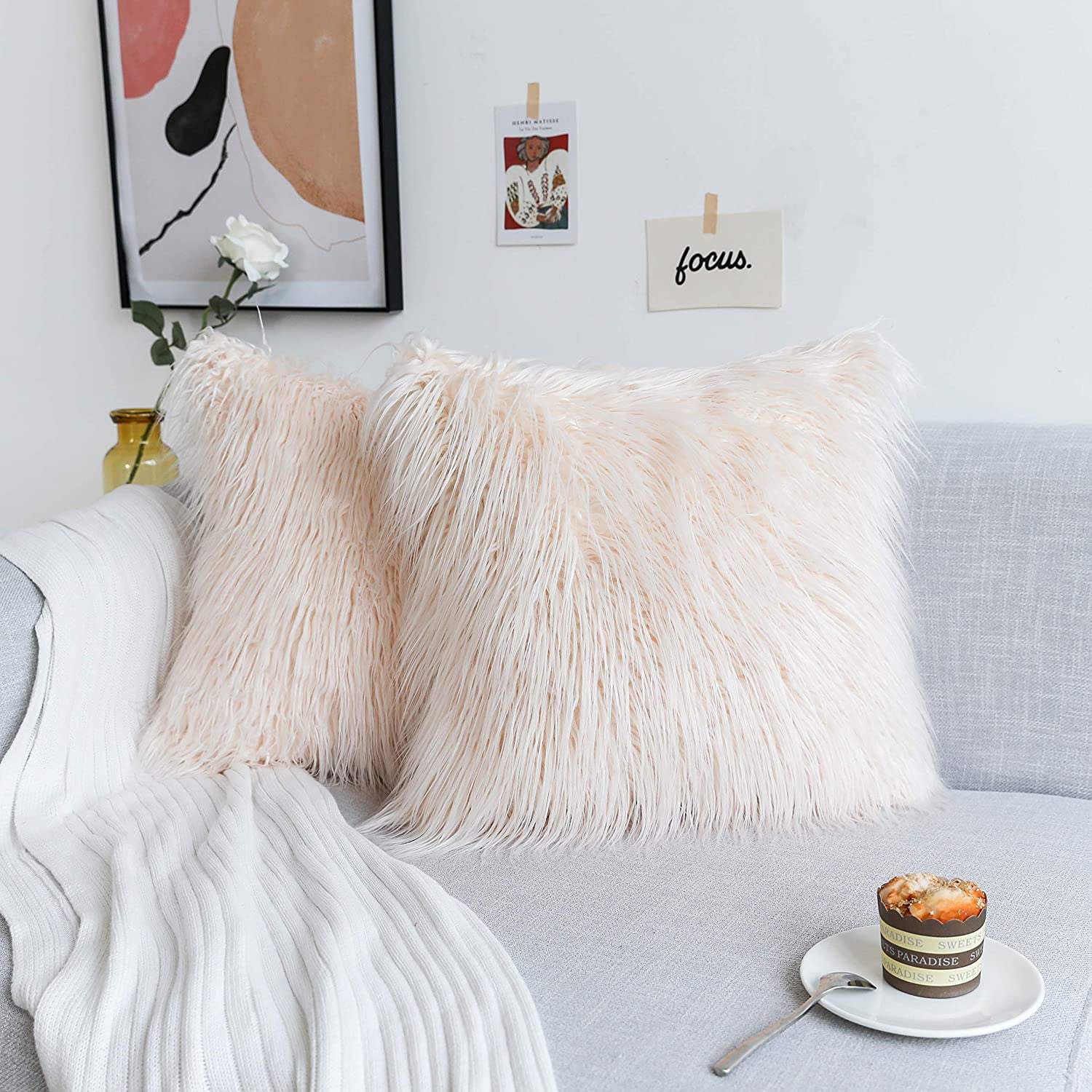Pillowcase Soft Fluffy Fur Plush Cushion Cover Pillow Cases Sofa Home Decor