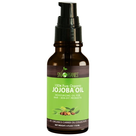Best Jojoba Oil By Sky Organics: Unrefined, 100% Pure, Cold-Pressed, Organic Jojoba Oil 4oz - Moisturizing & Healing, For Dry & Oily Skin, Acne, Frizzy Hair - For Skin, Hair and Nail (Best Oil For Dry Skin In Winter)