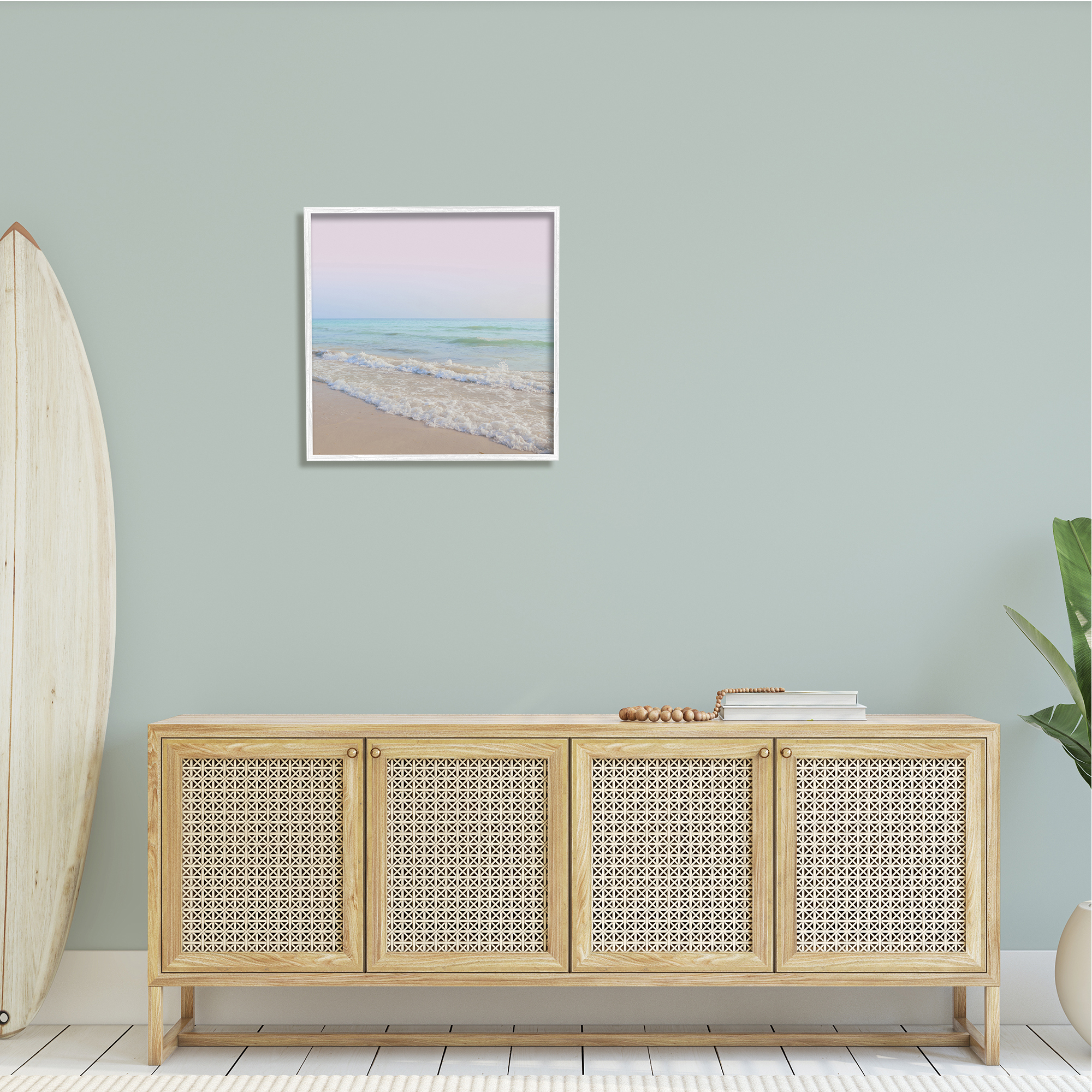 Stupell Industries Aesthetic Beach Pastel Foamy Waves Pink Skies ,24 x 24, Design by Dan Meneely