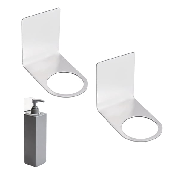 Uxcell 2 Pcs Shower Shampoo Bottle Holder, 1.6 Inch Adhesive Soap Bottle Dispenser Holder Wall Mount No Drilling for Bathroom, Silver