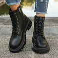 thumbnail image 5 of LOVZFMLL Boots for Women Ankle Combat Boots Lace Up Round Toe Adjustable Straps Low Chunky Heel Classic Fall Winter Boots, 5 of 5