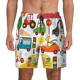 thumbnail image 2 of Picia Transports with Animals pattern Mens Swim Trunks with Compression Liner Stretch Beach Shorts Quick Dry with Zipper Pockets No-Chafing Board Shorts-X-Large, 2 of 9