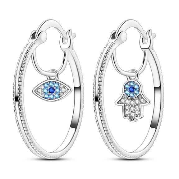 NARMO Original Palm Eye 925 Sterling Silver Big Hoop Earrings AAA CZ for Women Jewelry