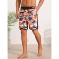 thumbnail image 4 of INSPIRE CHIC Men's Trunks Tropical Leaf Print Elastic Drawstring Waist Beach Board Shorts 36 Pink, 4 of 5