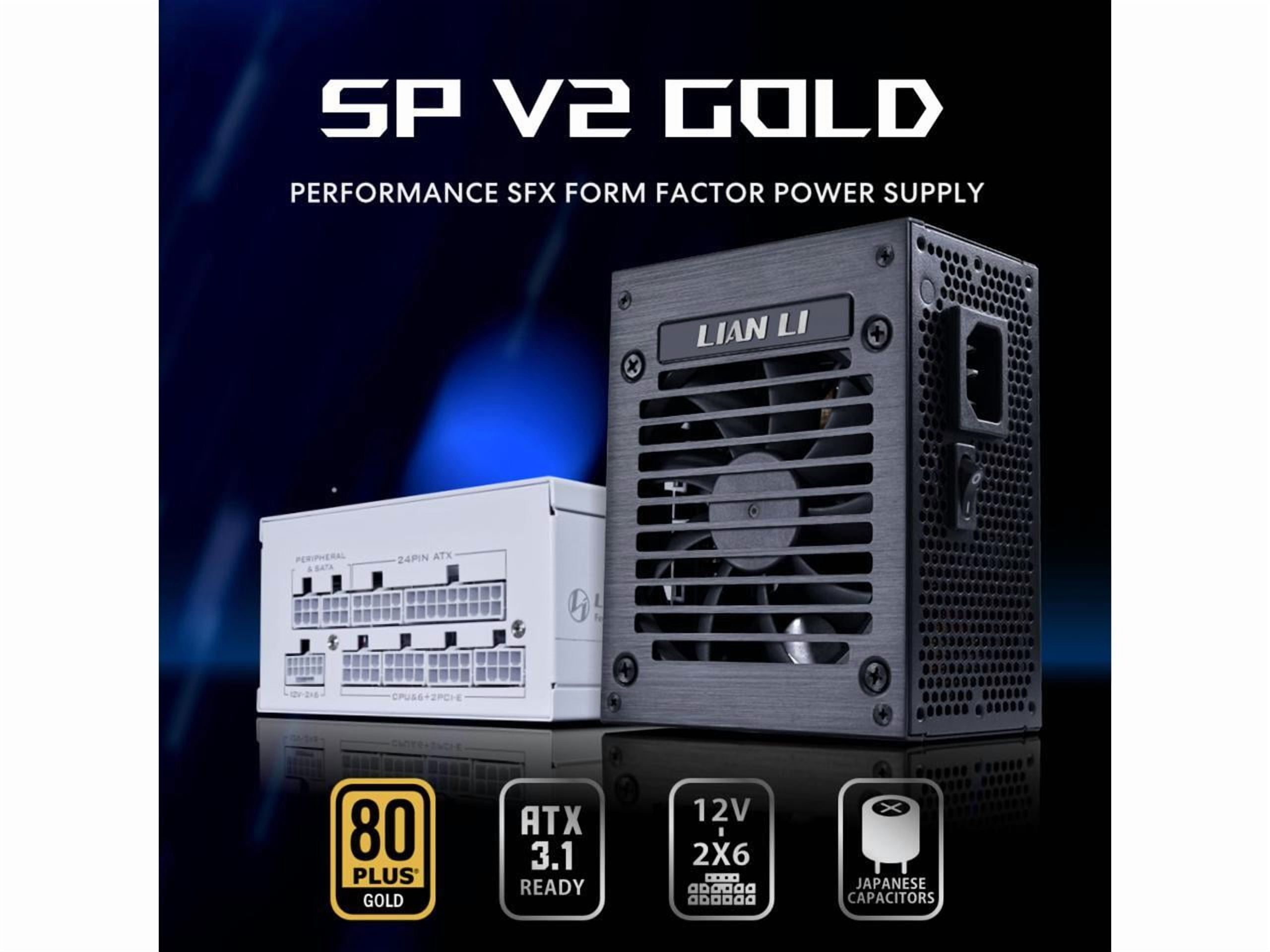 Lian Li SP V2 Gold - 850 Watt SFX Form Factor Power Supply with Native 12V-2x6 Cable - Low Noise - 80 Plus Gold Efficiency - ATX 3.1 & PCIe 5.0 Compliant - 92mm FDB Fan - 10-Year - Black (SP850G.B)