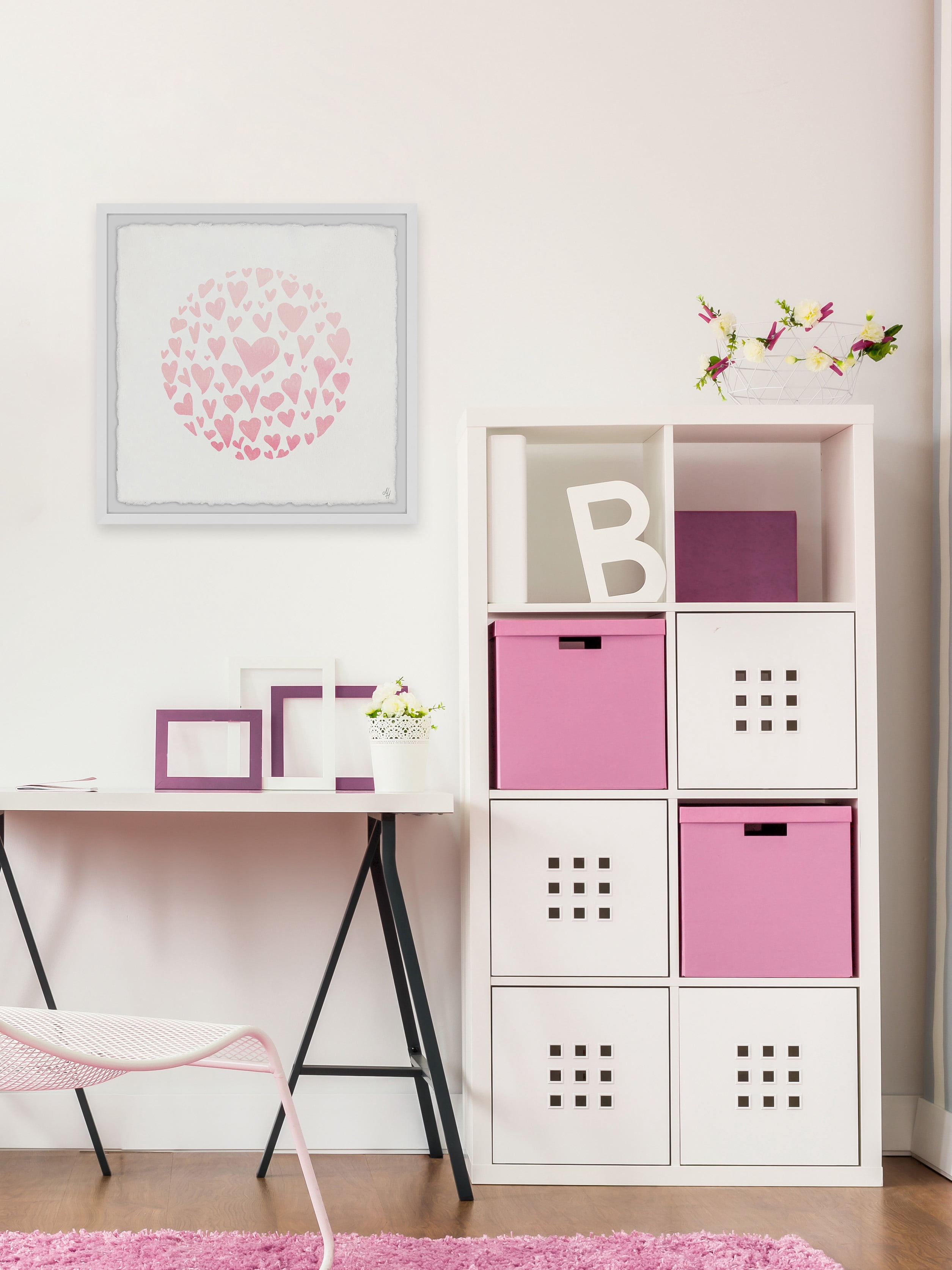 Marmont Hill Pink Circle Hearts Framed Wall Art