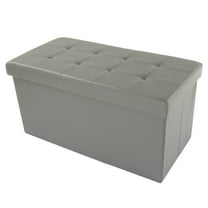 Lavish Home 30-inch Faux Leather Folding Storage Ottoman with Padded Lid (Gray)