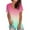 Pink, variant on Joau Women's Casual Gradient Color Printed Blouse V-neck Short Sleeve Loose T-shirt Tops Summer Plus Size Tops