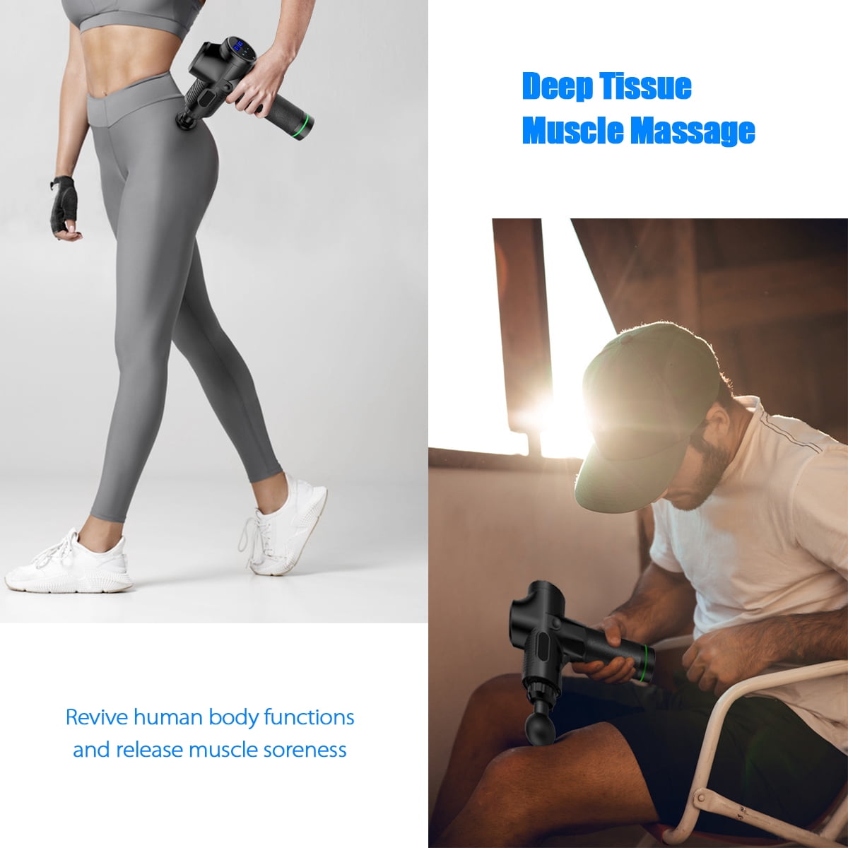 Telesport Percussion Massage Gun Deep Tissue Massager for Athletes,Handheld Body Massager for Pain Relief,Super Quiet Brushless Motor