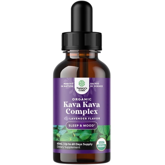 Natures Craft Liquid Kava Kava Drops Mood Support Supplement with Chamomile, Lavender Flavor, 60 ml