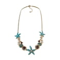 thumbnail image 5 of Yesbay Exaggerated Women Necklace Ocean Theme Starfish Coral Shell Hollow Out Faux Pearl Rhinestone Decor Adjustable Length Lady Vacation Beach Neck Jewelry, 5 of 8