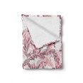 thumbnail image 2 of Floral Soft Flannel Fleece Blanket, Romantic Nature Scroll Style Pattern with Hand Drawn Leaves and Petals, Cozy Plush for Indoor and Outdoor Use, 50" x 70", Maroon Coral and White, by Ambesonne, 2 of 6