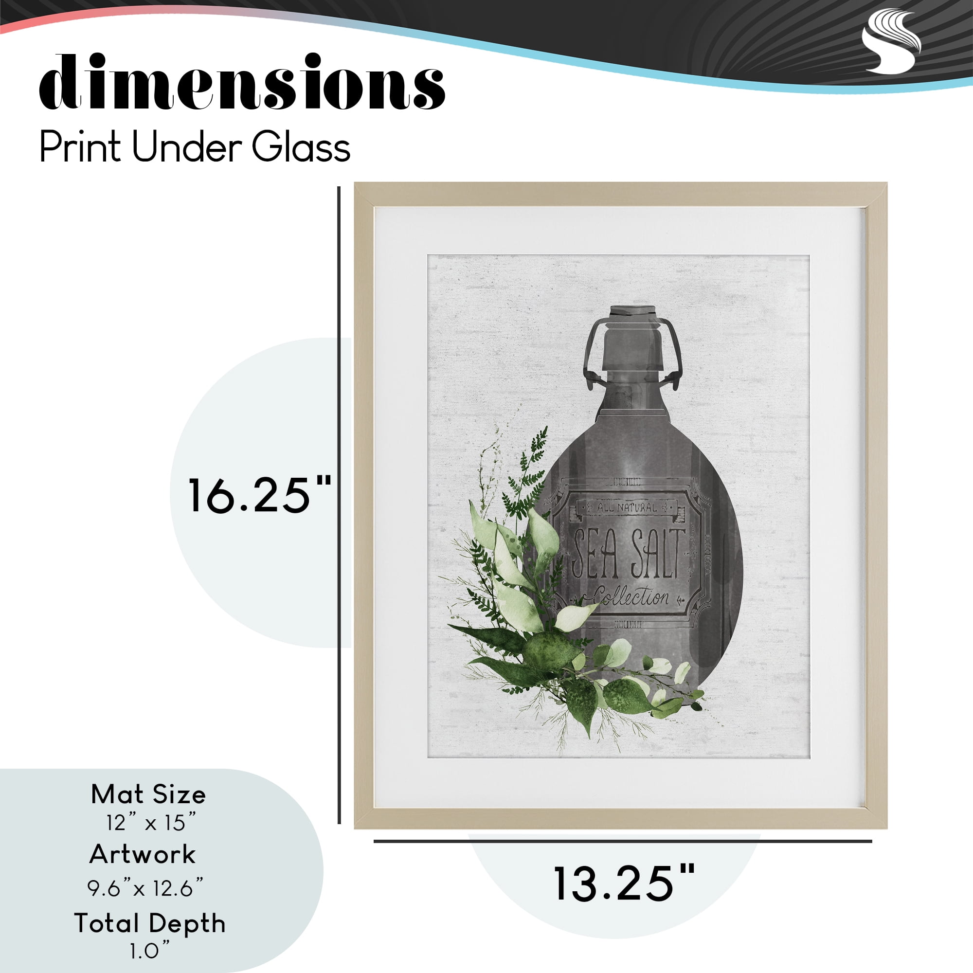 Vintage Bottle with Bathroom Herbs Birch Framed Print Under Glass, design by Lettered and Lined