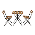 thumbnail image 6 of Clearance! Outdoor Folding Bistro Set, 3 Piece Solid Teak Wood Table and Chairs Set, Modern Patio Furniture Sets with Powder Coating Frame and Navy Cushion, Small Bistro Set for Garden Porch, J2891, 6 of 19