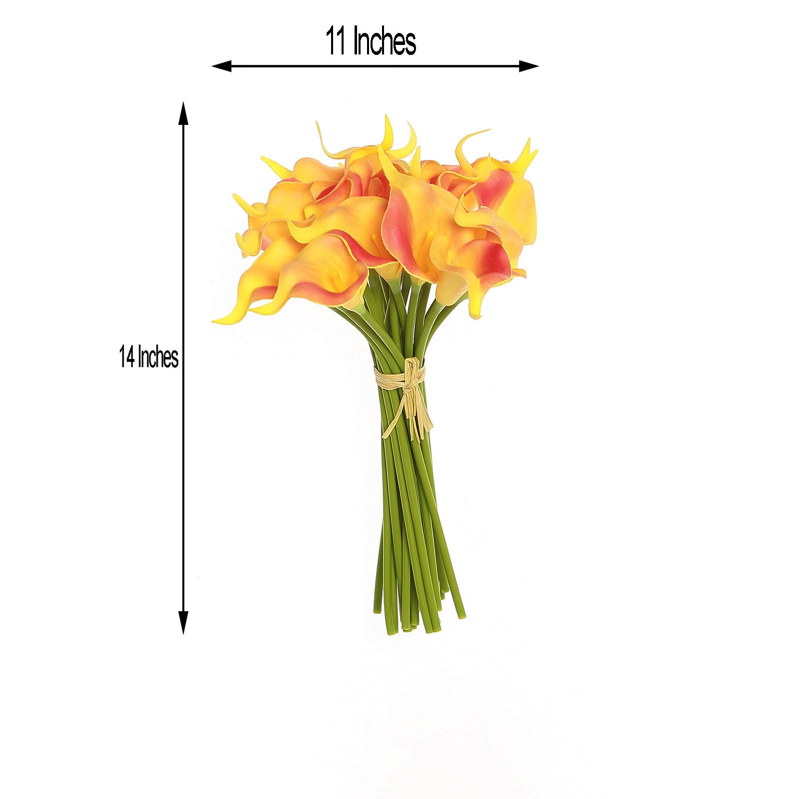 Efavormart 20 Pack 14" Tall Artificial Calla Lily Flowers Real Touch Single Stem Calla Lilies -  Orange/Yellow - image 3 of 11