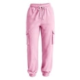 thumbnail image 5 of Womens Casual Sweatpants, Elastic Drawstring Waist Tapered Leg Pants with Multi Pockets, Jogger Pants for Fitness & Running | VerBelle,Pink S, 5 of 7