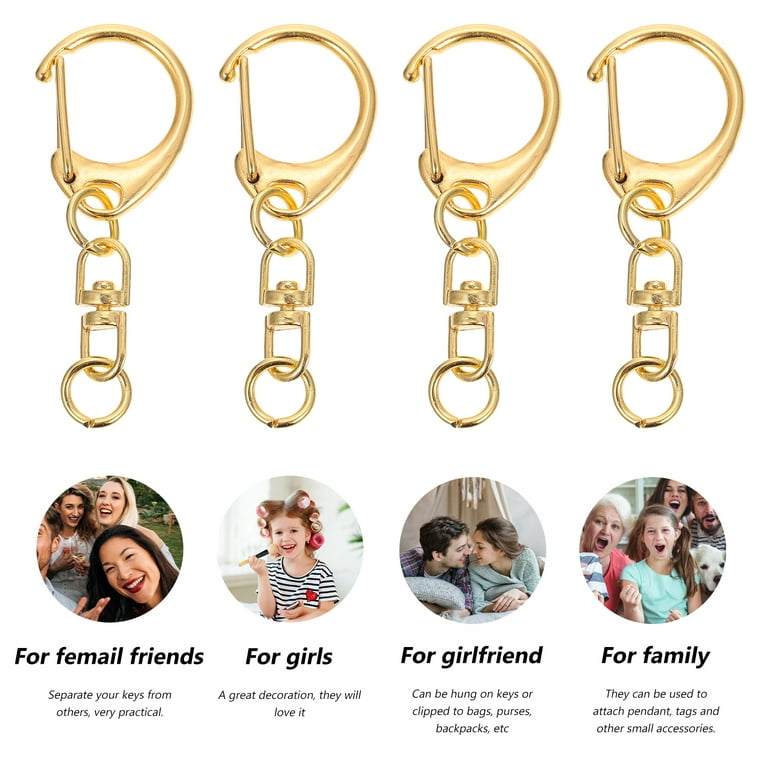 50 Pcs D-snap Hook Keychain Zinc Alloy Key Chain Hooks Rotary Key Ring  Hooks 