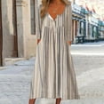 thumbnail image 2 of Edvintorg Womens 2025 Spring Fall V Neck Long Sleeve Print Midi Dress Casual Loose Button Shirt Dresess with Pockets, 2 of 6