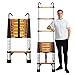 thumbnail image 3 of EvaStar 12.5FT Telescoping Ladder, Aluminum Lightweight Extension Ladder w/Hooks & Stabilizers, 330lbs Capacity Collapsible Ladders, Extension Telescopic Ladder for Home, Outdoor, RV - Orange & Silver, 3 of 4