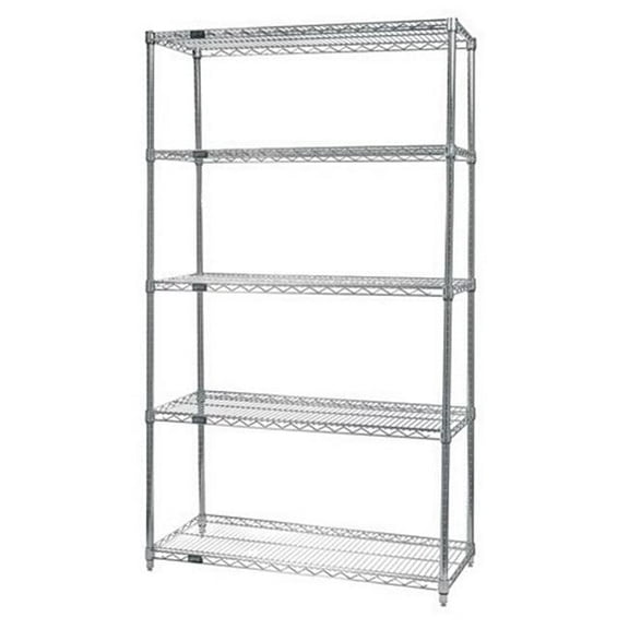 Wire Shelving 5-Shelf Starter Units - Chrome, 21 x 54 x 74 in. - Chrome