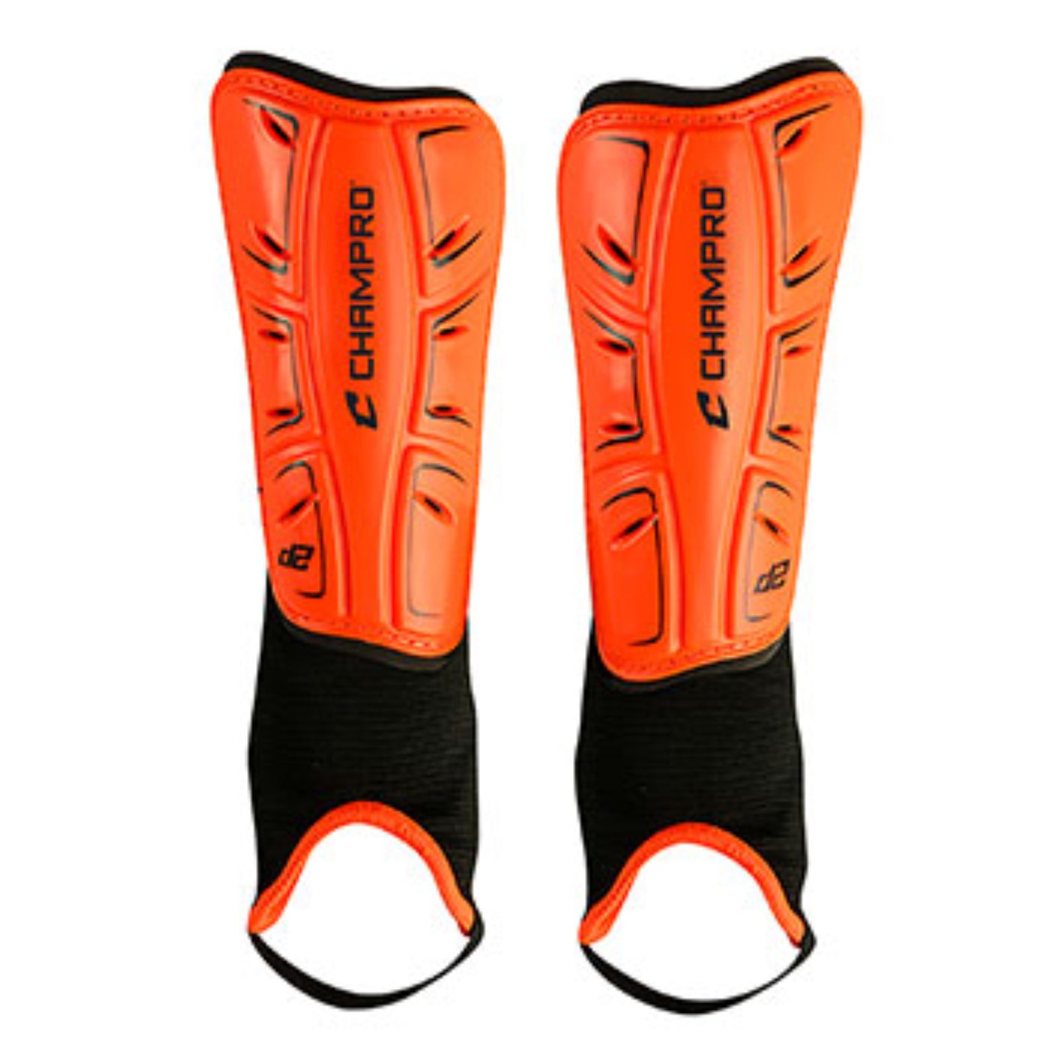 Champro D2 Soccer Shin Guards Orange Black Extra Small