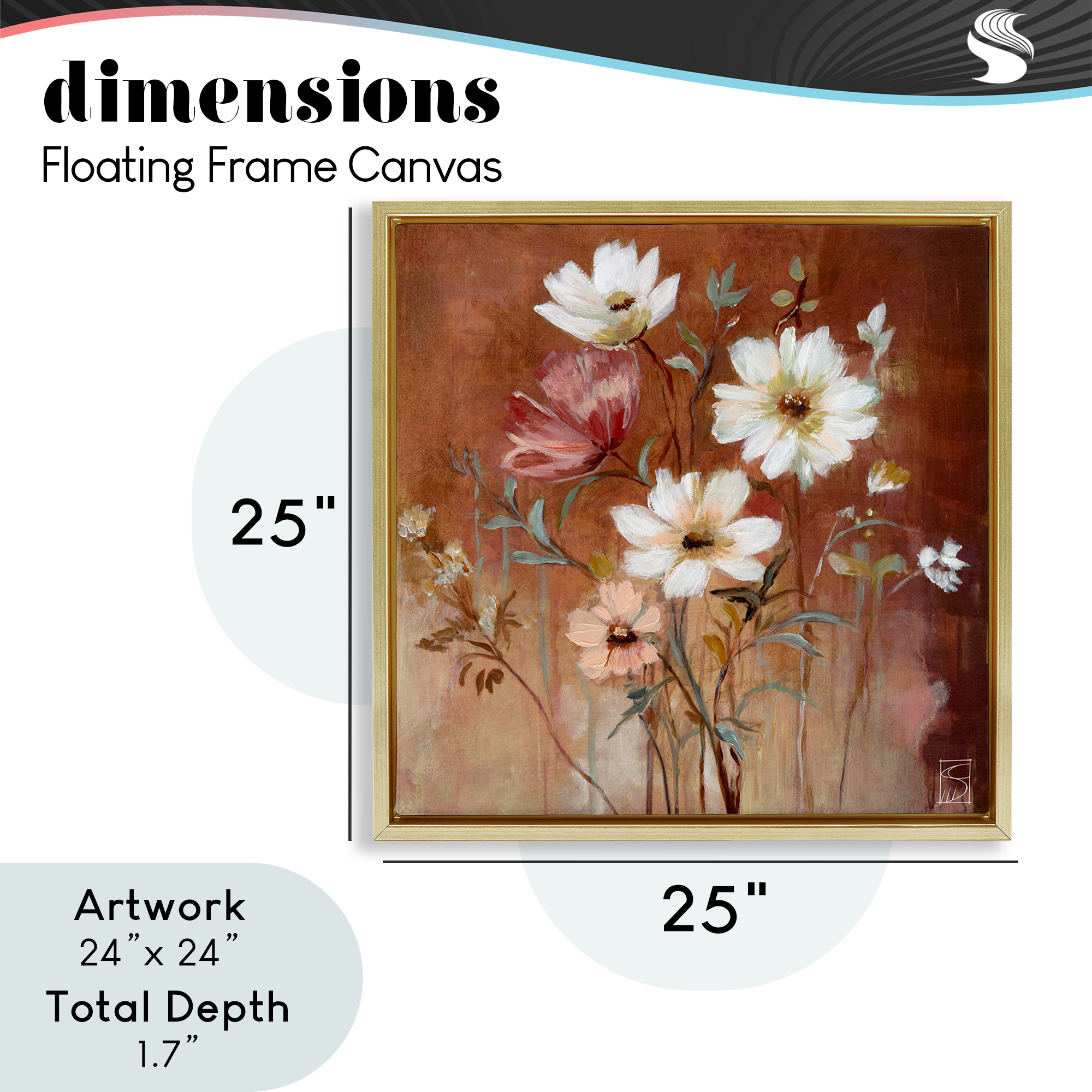 Mocha Flowers Collection Gold Framed Floater Canvas Wall Art, design by Sara Culpepper