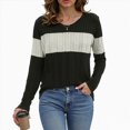 thumbnail image 3 of Towmus Womens Sweaters Trendy Color Block Tops Long Sleeve Shirts Fall Outfits Early Fall Fashion 2025 Winter Clothing, Khaki, L, 3 of 7