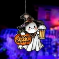 thumbnail image 5 of Halloween Faux Stained Glass Ghost Ornaments Acrylic Halloween Decor Cute Suncatcher Cute Ghost Gothic Fall Decorations for Window Home Front Door (Green), 5 of 10