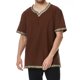 thumbnail image 2 of Camisas de Manga Corta de los Hombres Estilo Étnico Impreso Hendidura Cuello en V, Ligero Top Transpirable para la Primavera Y el Verano, 2 of 5
