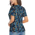 thumbnail image 4 of Zufioo Blue Leaves A Print Women's Classic V-neck T-shirt, V-neck Short-sleeved Tops Home Wear, Suitable for Daily Life, Work, Outdoors-3X-Large, 4 of 8
